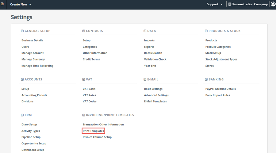 Invoice and Print Template Details – Surf