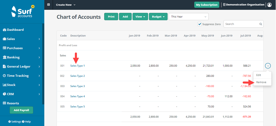 Managing Chart Of Accounts – Surf